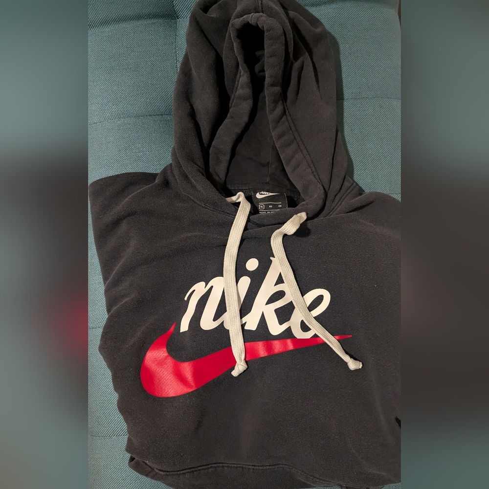 Nike Black Hoodie with Red Logo (XL)